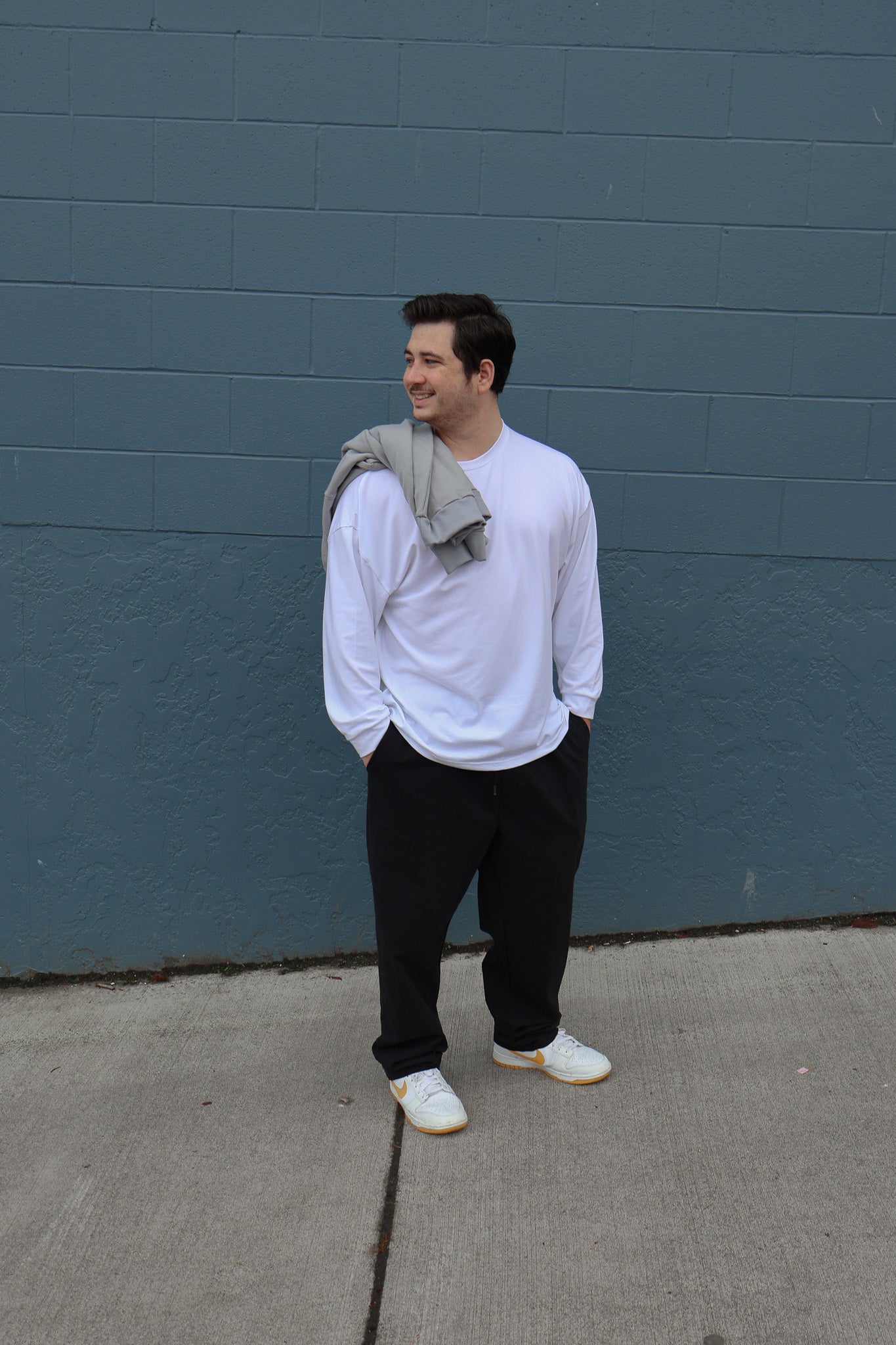 The Easy Fit Long Sleeve Crew in White