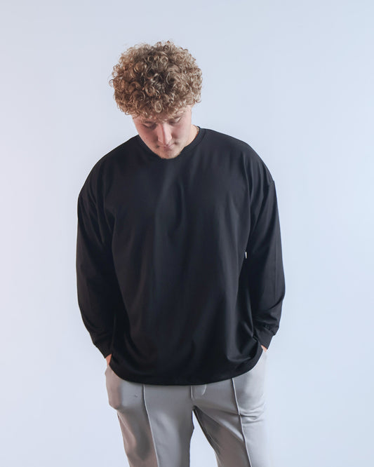 The Easy Fit Long Sleeve Crew in Black