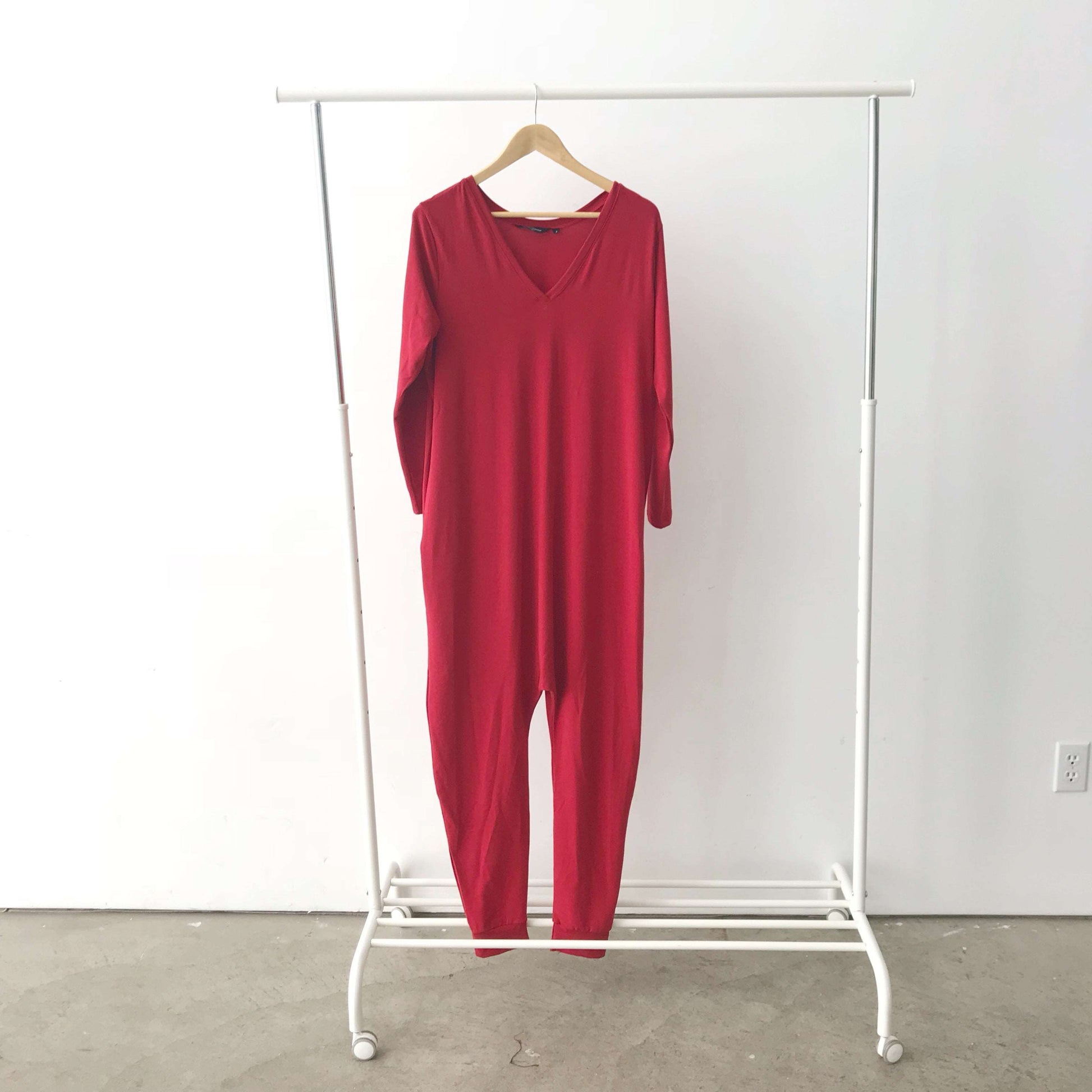 The Long Sleeve Romper in Red