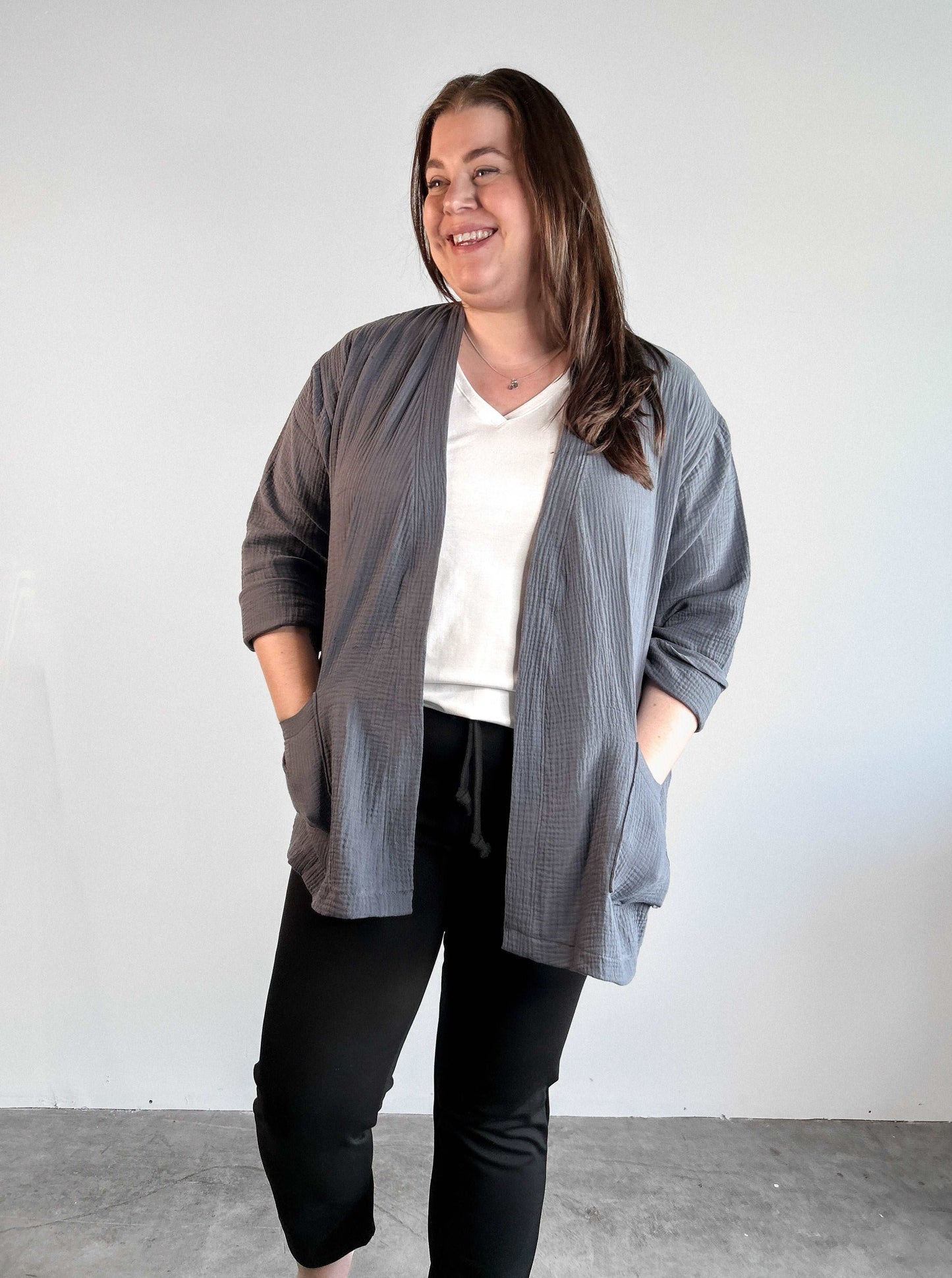 The Organic Cotton Cardigan in Smoke