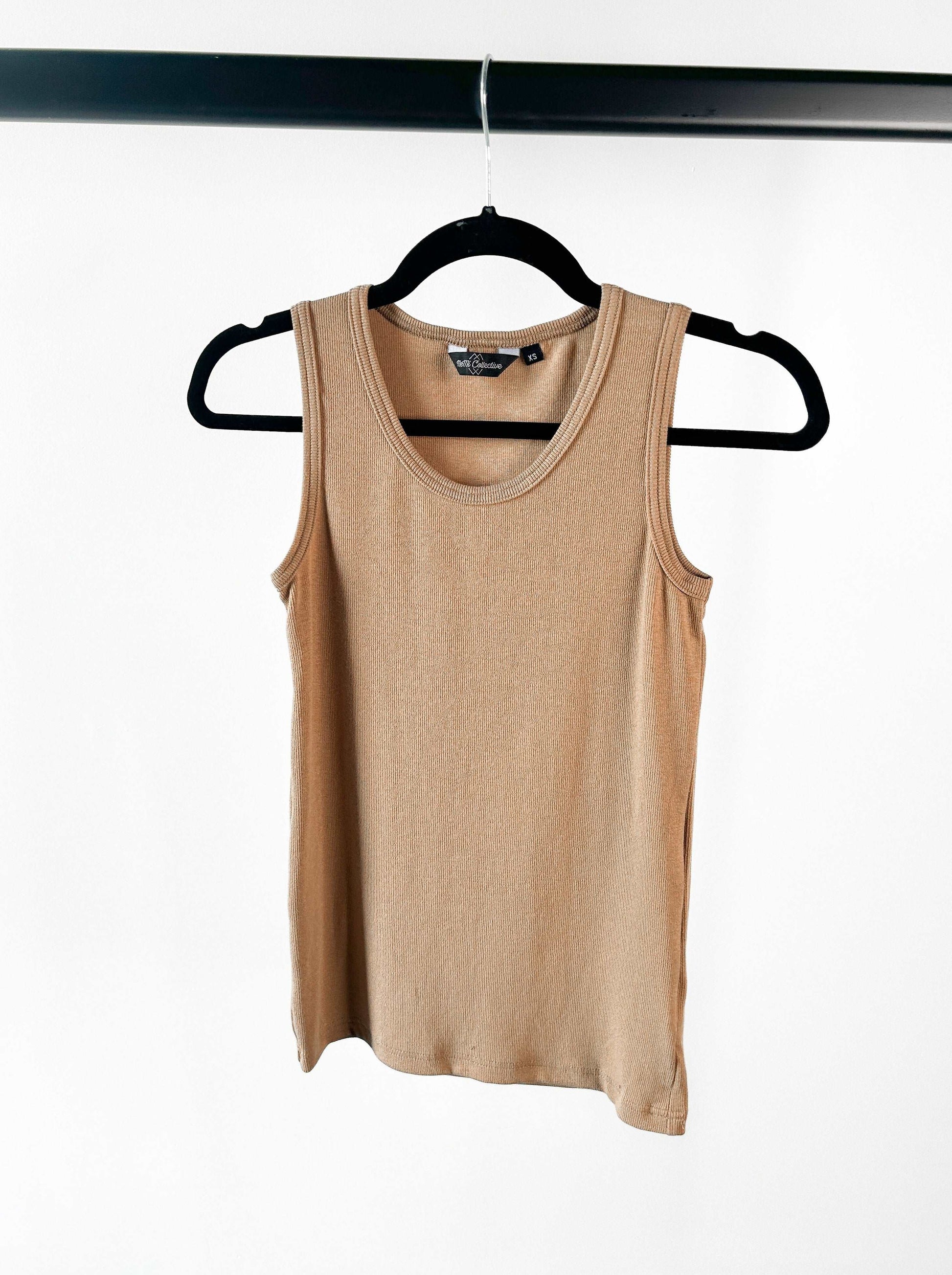 The Ribbed Tank in Caramel